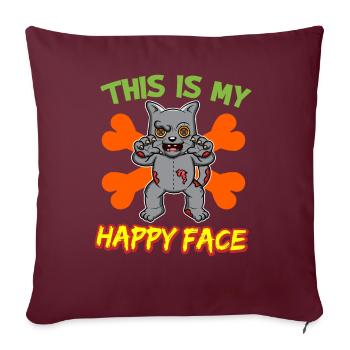 C’est mon visage heureux drôle de monstre d’Halloween - Housse de coussin décorative 45 x 45 cm - bordeaux - Devant