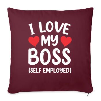 J’aime mon patron (travailleur indépendant) pigiste - Housse de coussin décorative 45 x 45 cm - bordeaux - Devant