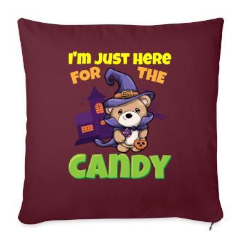 Je suis juste ici pour la bête d’Halloween effrayante de bonbons - Housse de coussin décorative 45 x 45 cm - bordeaux - Devant