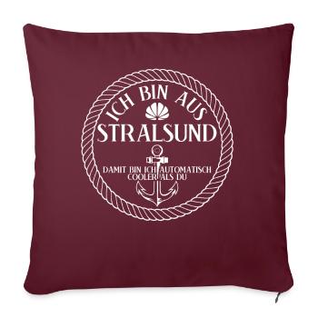 Stralsund Witz Stralsunder - Sofakissenbezug 45 x 45 cm - Burgunderrot - Vorne