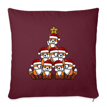 Fuchs Weihnachtsbaum - Sofakissenbezug 45 x 45 cm - Burgunderrot - Vorne