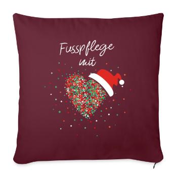 Fußpflege mit Herz Fußpflegerin Weihnachtsoutfit - Sofakissenbezug 45 x 45 cm - Burgunderrot - Vorne