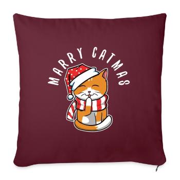 Joyeux catmas - Housse de coussin décorative 45 x 45 cm - bordeaux - Devant