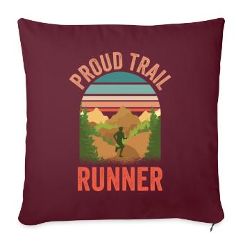 Fière course de trail runner trail running - Housse de coussin décorative 45 x 45 cm - bordeaux - Devant