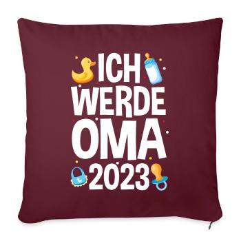 Großmutter 2023 Schwanger Werdende Oma - Sofakissenbezug 45 x 45 cm - Burgunderrot - Vorne