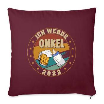 Ich werde Onkel 2023 Lustige Schwangerschaft - Sofakissenbezug 45 x 45 cm - Burgunderrot - Vorne
