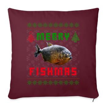 Ventre rouge Piranha Poissonnier Moche Noël - Housse de coussin décorative 45 x 45 cm - bordeaux - Devant