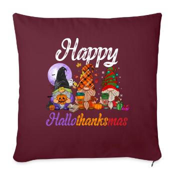Drei Zwerge Hallothanksmas Halloween Weihnachten - Sofakissenbezug 45 x 45 cm - Burgunderrot - Vorne