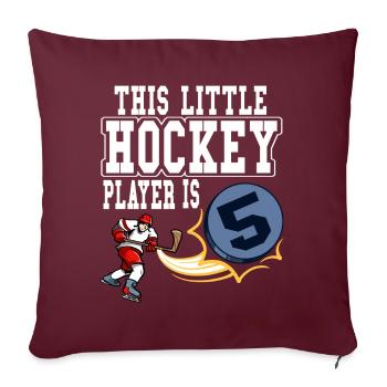 Le petit joueur de hockey sur glace a 5 ans - Housse de coussin décorative 45 x 45 cm - bordeaux - Devant