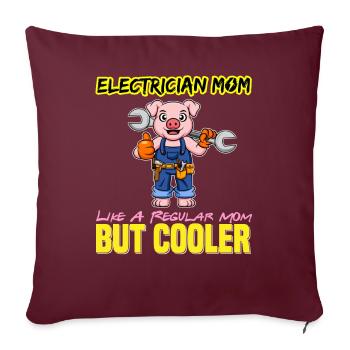 Maman électricienne comme une maman régulière mais plus cool - Housse de coussin décorative 45 x 45 cm - bordeaux - Devant