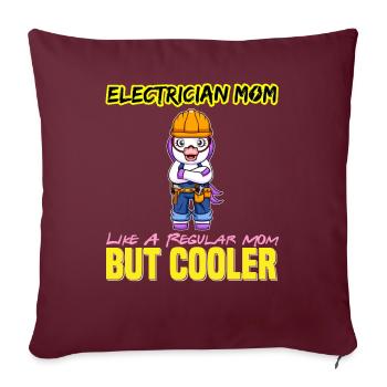 Maman électricienne comme une maman régulière mais plus cool - Housse de coussin décorative 45 x 45 cm - bordeaux - Devant