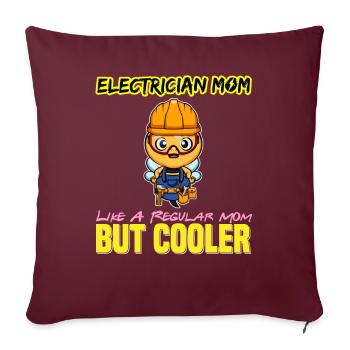 Maman électricienne comme une maman régulière mais plus cool - Housse de coussin décorative 45 x 45 cm - bordeaux - Devant