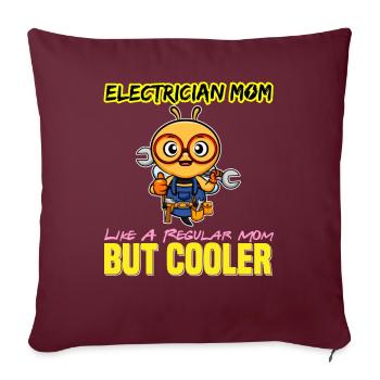 Maman électricienne comme une maman régulière mais plus cool - Housse de coussin décorative 45 x 45 cm - bordeaux - Devant