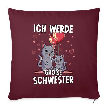 Ich Werde Große Schwester - Sofakissenbezug 45 x 45 cm - Burgunderrot - Vorne