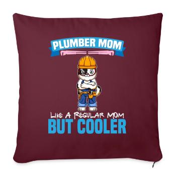 Maman plombière comme une maman régulière mais plus cool - Housse de coussin décorative 45 x 45 cm - bordeaux - Devant