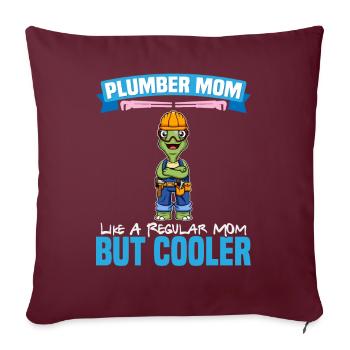 Maman plombière comme une maman régulière mais plus cool - Housse de coussin décorative 45 x 45 cm - bordeaux - Devant