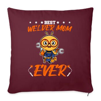 Meilleure soudeuse Maman Jamais Travail du Métal Artisanat Mère - Housse de coussin décorative 45 x 45 cm - bordeaux - Devant