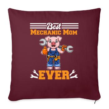 Meilleur mécanicien maman jamais technicien cadeau de fête des mères - Housse de coussin décorative 45 x 45 cm - bordeaux - Devant