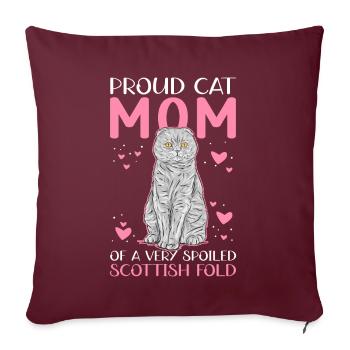 Écossais Chat à oreilles pliantes Maman Cat Cadeau - Housse de coussin décorative 45 x 45 cm - bordeaux - Devant