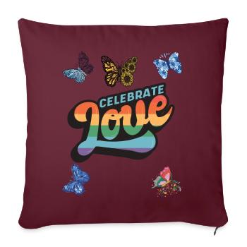 Papillon aime Dicton de motivation avec Butterflie - Housse de coussin décorative 45 x 45 cm - bordeaux - Devant