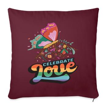 Citation de motivation Love Butterfly avec des papillons - Housse de coussin décorative 45 x 45 cm - bordeaux - Devant