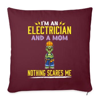 Je suis électricien et maman rien ne me fait peur - Housse de coussin décorative 45 x 45 cm - bordeaux - Devant