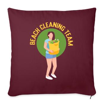 Équipe de nettoyage de plage Nettoyage de plage - Housse de coussin décorative 45 x 45 cm - bordeaux - Devant
