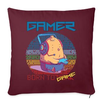 Gamer Funny Chick Video Games Born To Gaming Retro - Sofakissenbezug 45 x 45 cm - Burgunderrot - Vorne