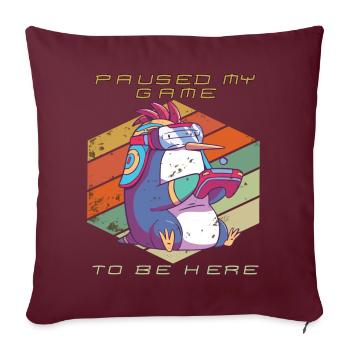 Jeux vidéo Gamer a mis en pause mon jeu Retro Gaming Peng - Housse de coussin décorative 45 x 45 cm - bordeaux - Devant