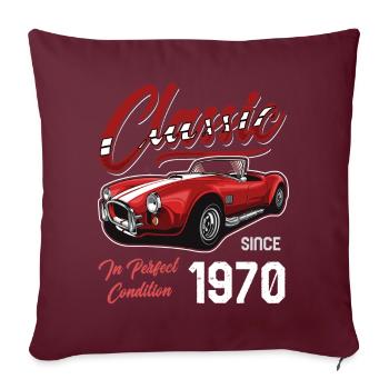 Je ne suis pas vieux Je suis une voiture classique vintage née en 1970 - Housse de coussin décorative 45 x 45 cm - bordeaux - Devant