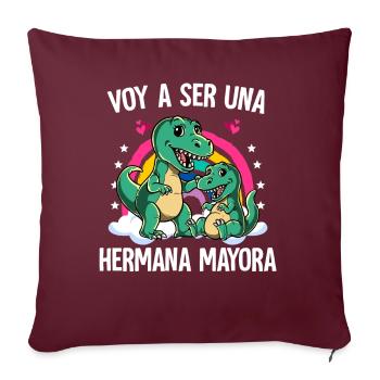 Je vais être une grande sœur T-rex - Housse de coussin décorative 45 x 45 cm - bordeaux - Devant