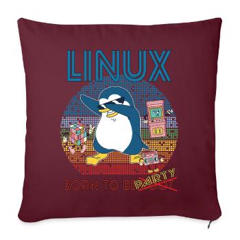 Retro Gamer Linux Born To Be Root Geek Admin Pengu - Sofakissenbezug 45 x 45 cm - Burgunderrot - Vorne
