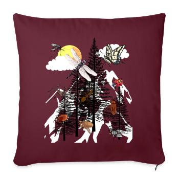 Nature sauvage Forêt Animaux Nature Amoureux de la nature Biologiste Eco - Housse de coussin décorative 45 x 45 cm - bordeaux - Devant