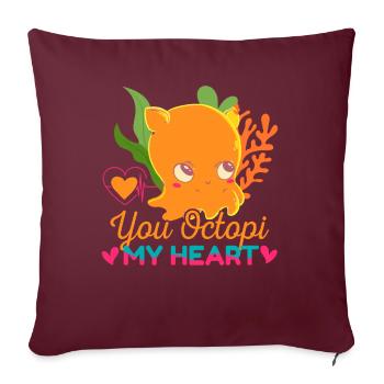 Poulpe Poulpe Tentacule de mer Poulpe Poulpe Poulpe Poulpe - Housse de coussin décorative 45 x 45 cm - bordeaux - Devant