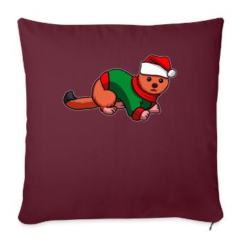 Weasel ferret in Christmas costume - Sofa pillowcase 17,3'' x 17,3'' (45 x 45 cm) - burgundy - Front