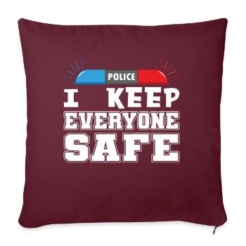 Policier Je garde tout le monde en uniforme de police en sécurité - Housse de coussin décorative 45 x 45 cm - bordeaux - Devant