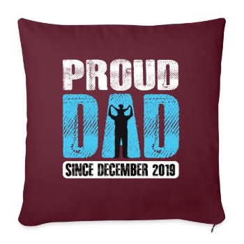 Fier papa depuis décembre 2019 - Housse de coussin décorative 45 x 45 cm - bordeaux - Devant