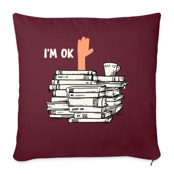 Lire des livres - Housse de coussin décorative 45 x 45 cm - bordeaux - Devant