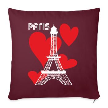 Touristen-Paris-Herz-Eiffelturm-Frankreich-Andenke - Sofakissenbezug 45 x 45 cm - Burgunderrot - Vorne