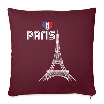 Amour-Eiffel-Tour-France-Souvenir-Français Par - Housse de coussin décorative 45 x 45 cm - bordeaux - Devant