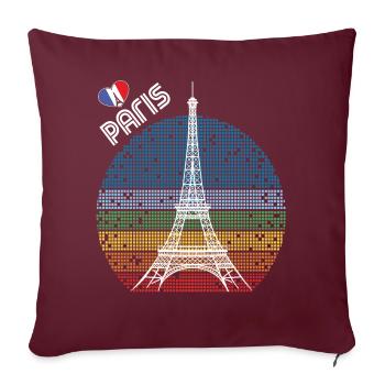 Liebe Paris Retro Eiffelturm Frankreich Souvenir F - Sofakissenbezug 45 x 45 cm - Burgunderrot - Vorne