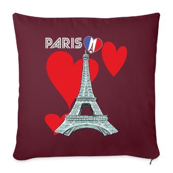 Amour-Souvenir-Français Paris-France-Eiffelt - Housse de coussin décorative 45 x 45 cm - bordeaux - Devant