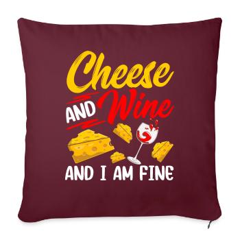 Fromage et vin et je suis un amoureux de l’amour - Housse de coussin décorative 45 x 45 cm - bordeaux - Devant