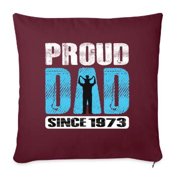 Fier papa depuis 1973 - Housse de coussin décorative 45 x 45 cm - bordeaux - Devant