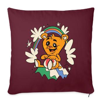 Rainbow Loved Teddy Hug Time Cute Teddy Bear - Sofakissenbezug 45 x 45 cm - Burgunderrot - Vorne