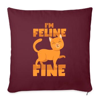 Jeu de mots pour chat - Housse de coussin décorative 45 x 45 cm - bordeaux - Devant