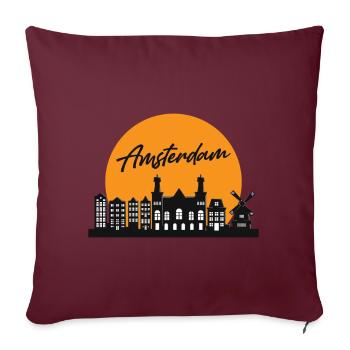 Amsterdam Skyline holländisches Souvenir-holländis - Sofakissenbezug 45 x 45 cm - Burgunderrot - Vorne