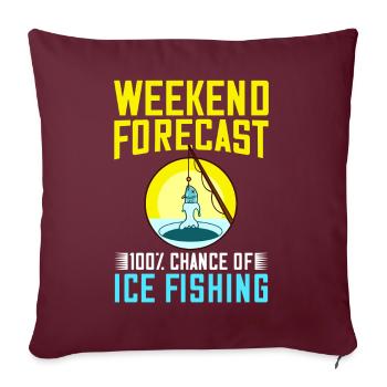 Pêche blanche Pêcheurs Trous de glace Exercices sur glace Pêche sur glace - Housse de coussin décorative 45 x 45 cm - bordeaux - Devant