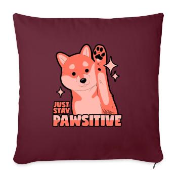 Optimistischer Hund: Pawsitive - Sofakissenbezug 45 x 45 cm - Burgunderrot - Vorne
