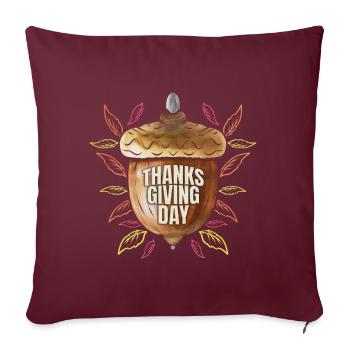 Gland d’automne Merci Jour de Thanksgiving - Housse de coussin décorative 45 x 45 cm - bordeaux - Devant